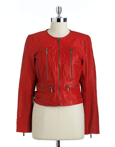 michael kors collarless leather jacket|Michael Kors leather jacket women's.